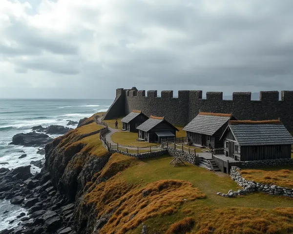 Viking Settlement on Rocky Coastline 4K Wallpaper