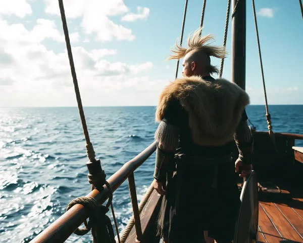 Viking Warrior Looks Out at Endless 4K Ocean and Sea Monsters