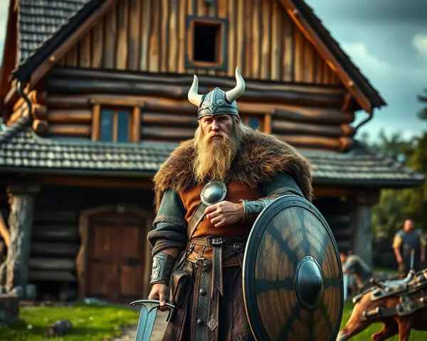 Viking Warrior Standing Proudly with Shield and Sword