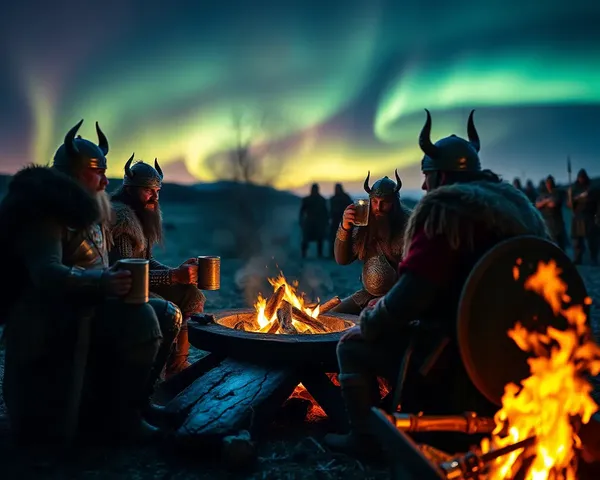 Viking Warriors Gather Around Roaring 4K Campfire, Share Stories