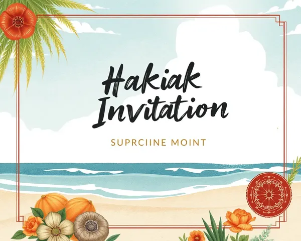 Vintage Beach Scene Hakika Invitation Card Illustration