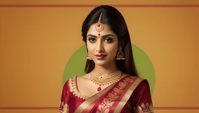 Vintage Bhabhi with Traditional Outfit and Red Bindi