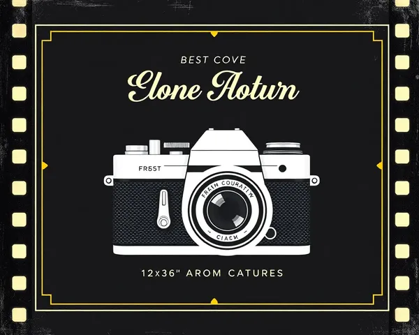 Vintage Camera 12x36 Album Cover Design with Film Strip Pattern