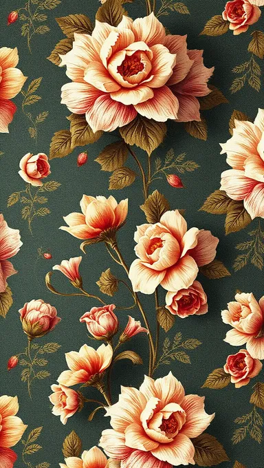 Vintage Floral Wallpaper with Intricate Patterns and Delicate Flowers