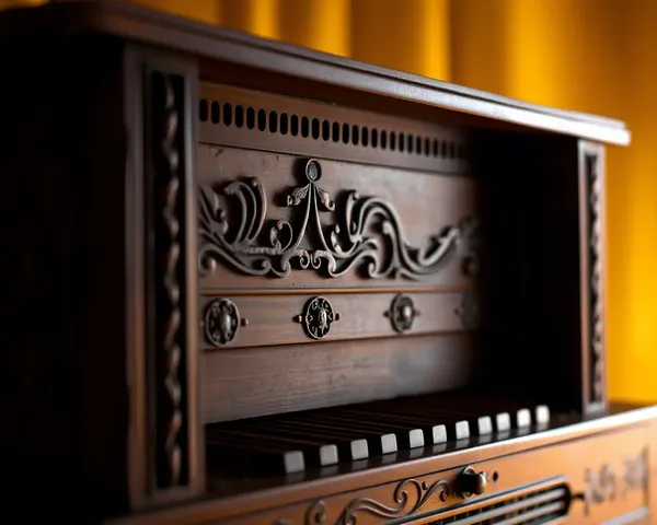 Vintage Harmonium on Golden Background