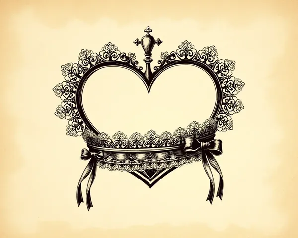Vintage Heart-Shaped Crown with Lace and Distressed Background