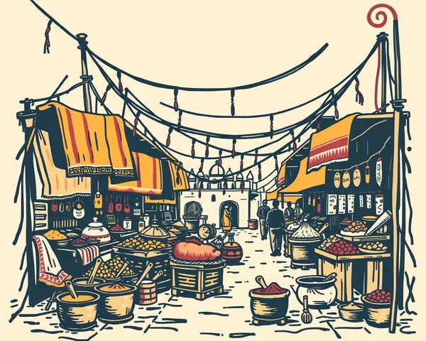 Vintage Indian Market Scene on Bhojnalaya Banner