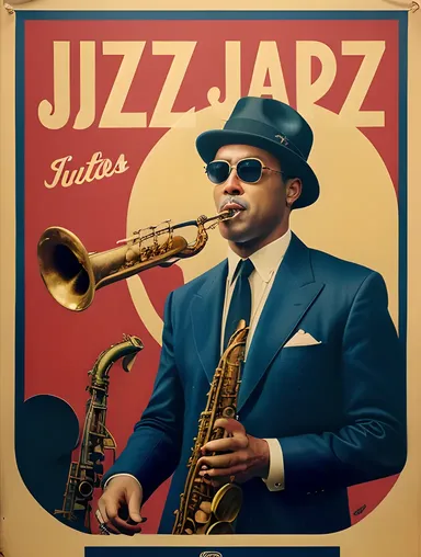 Vintage Jazz Club Poster Features Hot Saxophonist