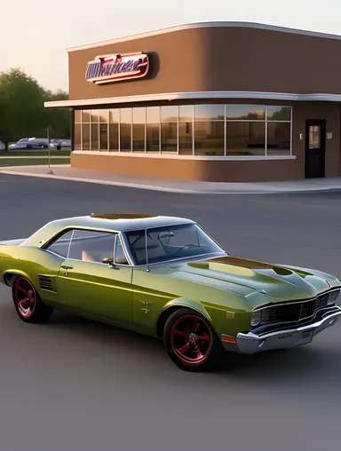 Vintage Muscle Car with Retro-Style License Plate