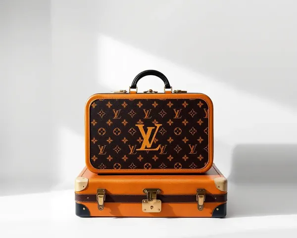 Vintage Suitcase with Louis Vuitton Logo Vector Embellishment