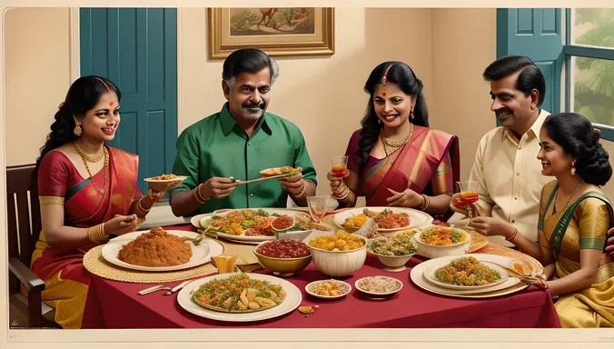 Vintage Tamilian Family Celebrates Pongal Festival with Feast