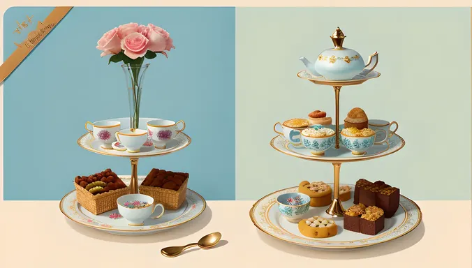 Vintage Tea Party with Delicate China and Snacks