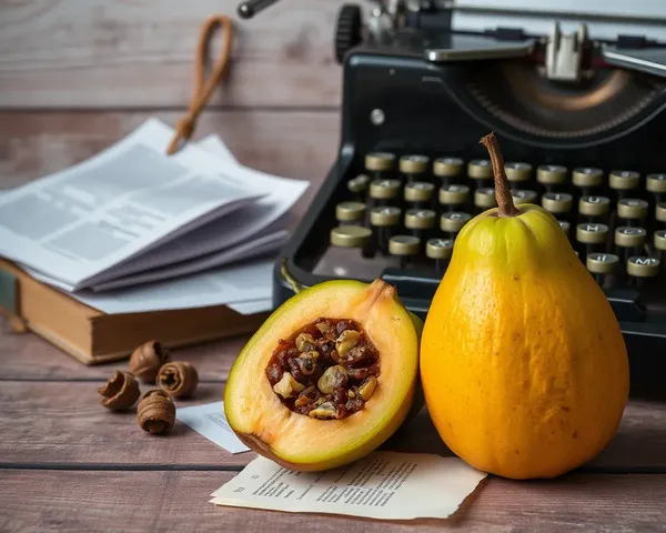 Vintage Typewriter and Mosambi Fruit on Distressed Wood