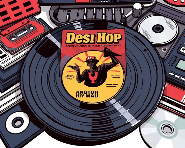 Vintage Vinyl Record with Classic Desi Hip-Hop Album Cover