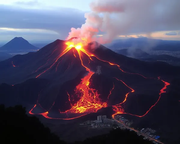 Volcanic Eruption Unleashes Blazing Lava PNG