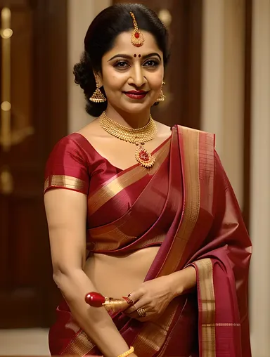 Vyjayanthimala in Traditional Indian Attire with Instrument