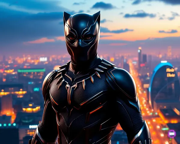 Wakanda's Capital Cityscape with Black Panther in Suit