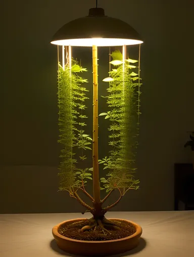 Warm Light on Chlorella Plant Roots System