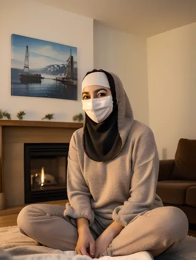 Warm Niqab Girl with Family and Friends