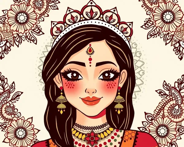 Warm Smile Laxmi with Intricate Henna Designs