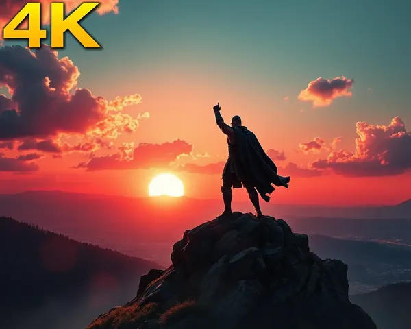 Warrior Standing Victorious on Mountain Peak Wallpaper 4K