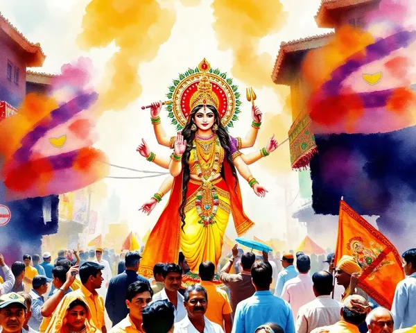 Watercolor Durga Ashtami Celebrations for Travel Brochure