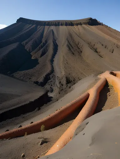 Weathered Terrain of Extinct Volcano with Twisted Tree Roots