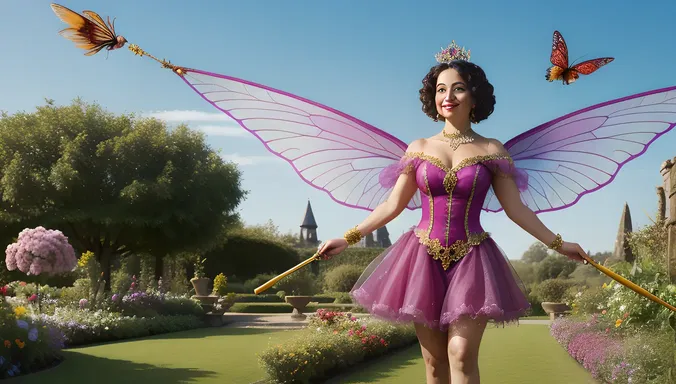Whimsical Adult Aunty as Magical Fairy