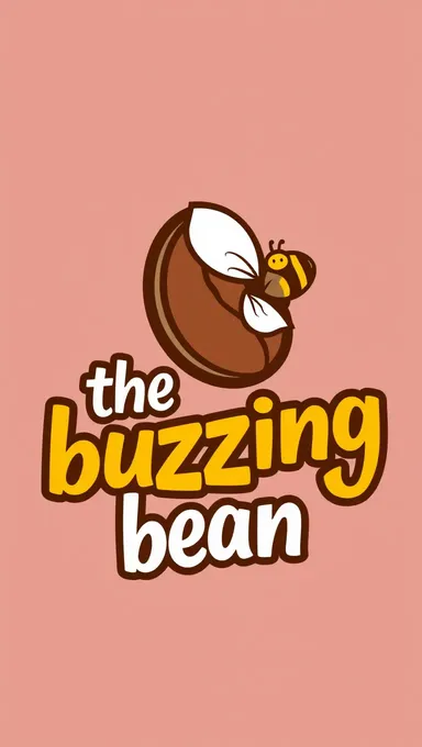 Whimsical Bee and Coffee Bean Vector Cafe Logo