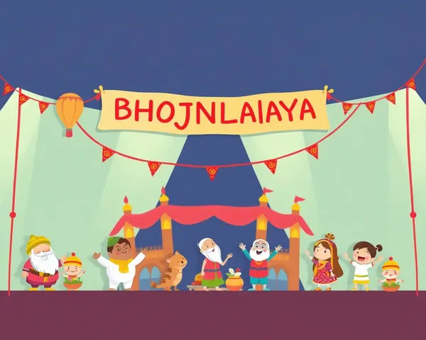 Whimsical Bhojnalaya Banner Captures Joy and Festive Atmosphere.