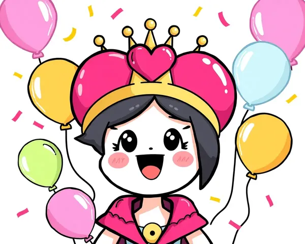 Whimsical Cartoon Character Wears Heart-Shaped Crown