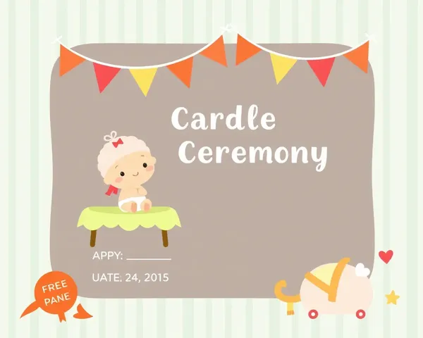 Whimsical Cartoon Cradle Ceremony Invitation Card Template with Bright Colors