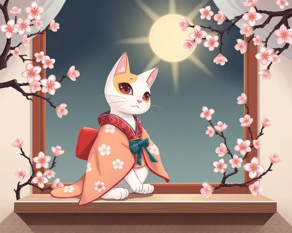 Whimsical Cat with iPhone 12 Pro and Cherry Blossoms