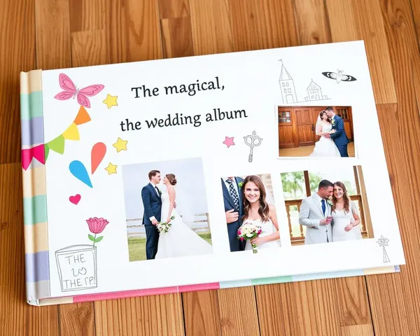 Whimsical Colorful Wedding Album with Hand-Drawn Illustrations