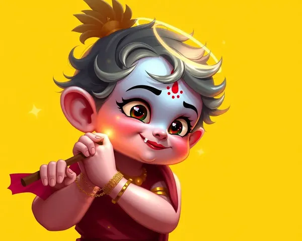 Whimsical Digital Art Piece of Mischievous Lord Krishna