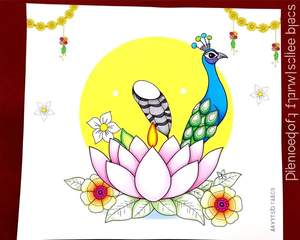 Whimsical Diwali Design: Majestic Peacock and Lotus Flower