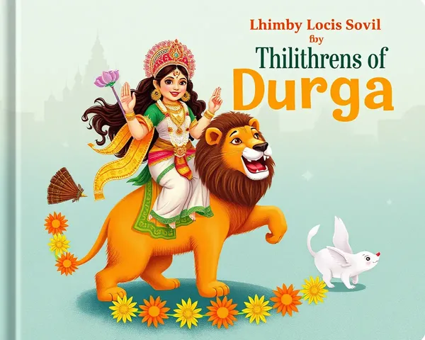 Whimsical Durga Riding Lion Illustration for Children's Book