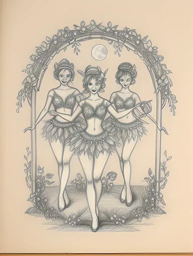 Whimsical Fairies Dance in Moonlit Forest