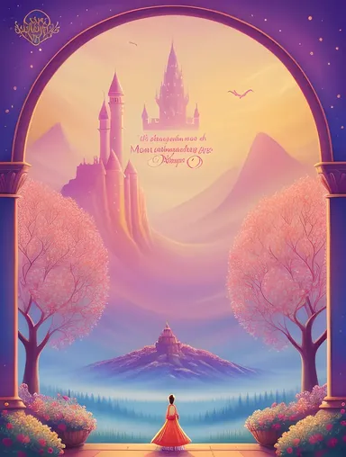 Whimsical Fantasy Book Cover with Magical Creatures and Dreamy Landscapes
