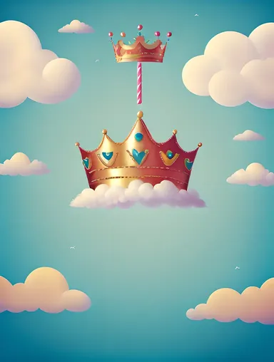 Whimsical Floating Birthday Crown in Dreamlike Clouds