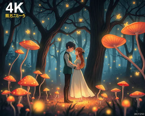 Whimsical Forest Anime Couple 4K Magical