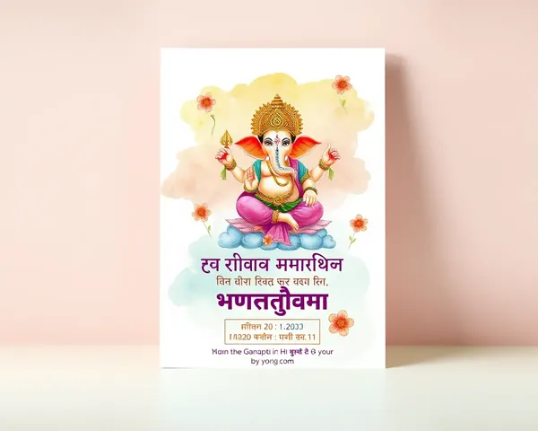Whimsical Ganpati Invitation Card in Marathi Watercolor Design
