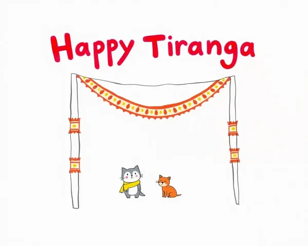 Whimsical Hand-Drawn Tiranga with Cartoon Characters