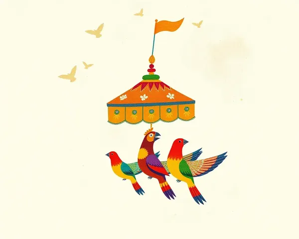 Whimsical Illustration of Birds Carrying Mangal Parinay Patrika
