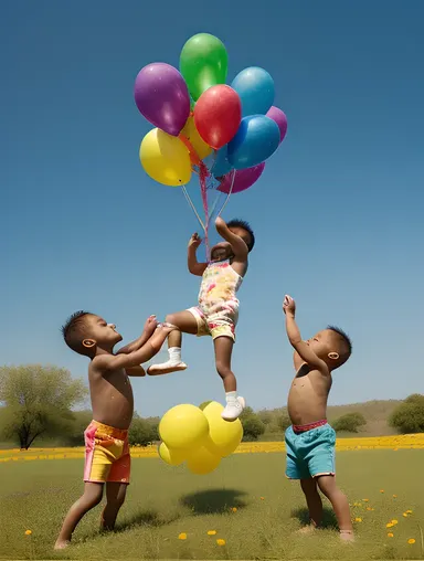 Whimsical Kushti-Inspired Children's Playtime Wallpaper with Balloons