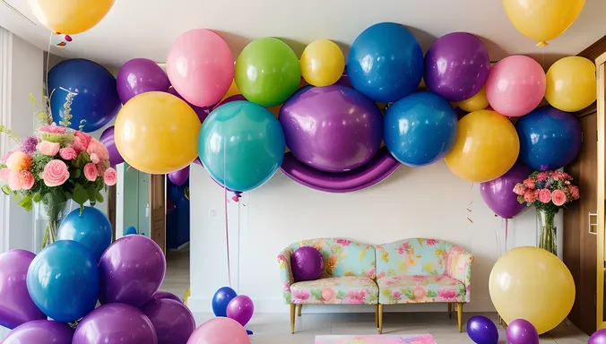Whimsical Ladies Salon with Oversized Flowers and Bright Colors