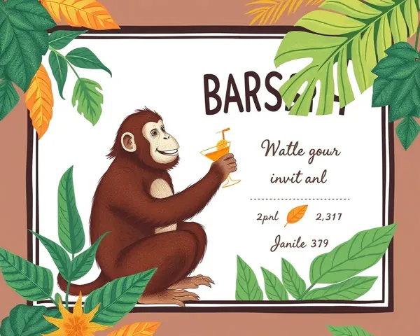 Whimsical Monkey Barsa Invitation Card Illustration