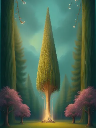 Whimsical Mystical Forest with Glowing Mushrooms