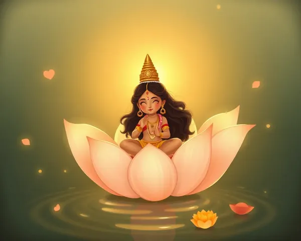 Whimsical Nagavalli Floating on Lotus Flower