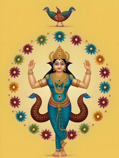 Whimsical Nataraja Illustration for Nursery or Playroom Wallpaper